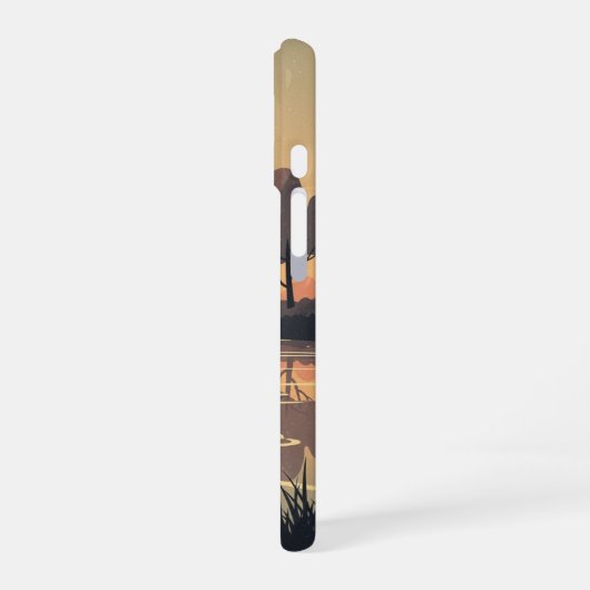 Coque iPhone 16 Golden River Retro Scene (Côté gauche)