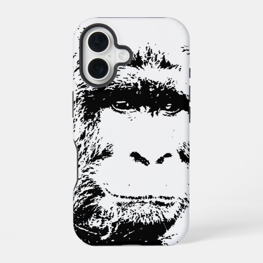 Coque iPhone 16 Gorille Noir & Blanc (Verso)