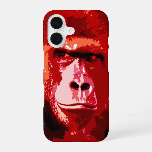 Coque iPhone 16 Gorille Pop Art Rouge (Verso)