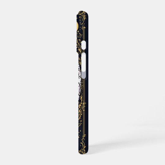 Coque iPhone 16 Gothic Black Cat and Candle Moonlit Frame (Côté gauche)