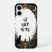 Coque iPhone 16 Gothic Black Cat and Candle Moonlit Frame (Verso)