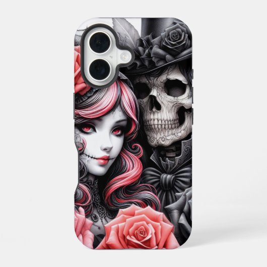 Coque iPhone 16 Gothic Skeleton Couple Phone Case (Verso)