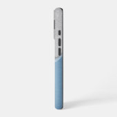 Coque iPhone 16 Gouttes d'argent Monogramme Bleu Métallisé (Côté gauche)