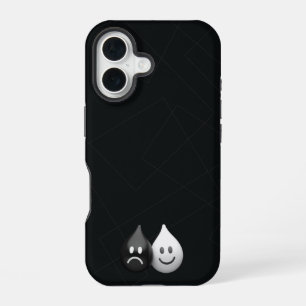 Coque iPhone 16 Gouttes de dualité – Émotions minimalistes heureus