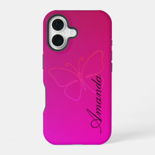 Coque iPhone 16 Grâce en une ligne : Silhouette de papillon