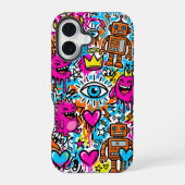 Coque iPhone 16 Graffiti Collage Pattern Phone Case iPhone 16 (Verso)