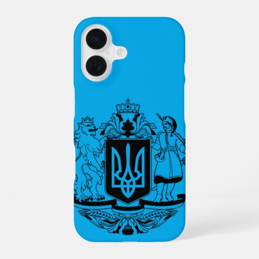 Coque iPhone 16 Grand blason de l'Ukraine (Verso)