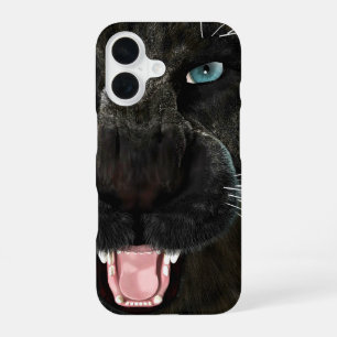 Coque iPhone 16 Grand Chat Panther Noir