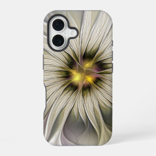 Coque iPhone 16 Grande Fleur d'Ivoire, Art Fractal Moderne Abstrai