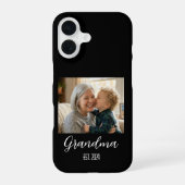Coque iPhone 16 Grandma Established Photo White Script Text (Verso)
