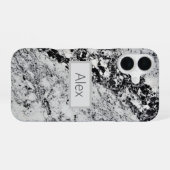 Coque iPhone 16 Granite Noir, Gris & Blanc (Verso Horizontal)