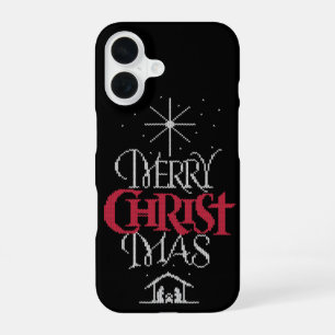 Coque iPhone 16 Granny Knit Christian - Joyeux Noël - Jésus