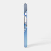 Coque iPhone 16 Graphique d'art fractal gris bleu Abstrait moderne (Côté gauche)