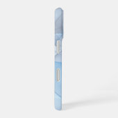 Coque iPhone 16 Graphique d'art fractal gris bleu Abstrait moderne (Côté droit)