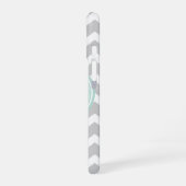 Coque iPhone 16 Gray and Mint Chevron Custom (Côté gauche)