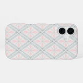 Coque iPhone 16 Green and pink pastel diamond pattern (Verso Horizontal)