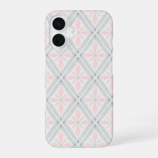 Coque iPhone 16 Green and pink pastel diamond pattern (Verso)