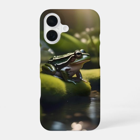 Coque iPhone 16 Green Frog Forest Life, (Verso)