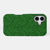 Coque iPhone 16 Green Paisley (Verso Horizontal)