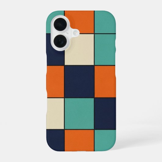 Coque iPhone 16 Grille de blocs rétro (Verso)