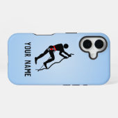 Coque iPhone 16 Grimpeur escaladant une paroi rocheuse difficile, (Verso Horizontal)