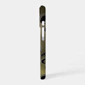 Coque iPhone 16 GRIS NOIR DAMAS GEMME MONOGRAMME Floral (Côté gauche)