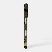 Coque iPhone 16 GRIS NOIR DAMAS GEMME MONOGRAMME Floral (Côté droit)