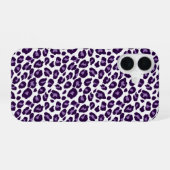 Coque iPhone 16 Guépard violet et noir (Verso Horizontal)