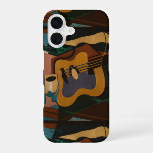 Coque iPhone 16 Guitare Et Vin Peinture Abstraite