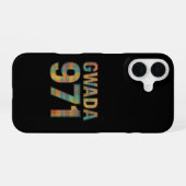 Coque iPhone 16 Gwada 971 Madras - Fierté Guadeloupéenne (Verso Horizontal)