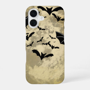 Coque iPhone 16 Halloween Récolte Pleine Lune Et Chauves-Souris En