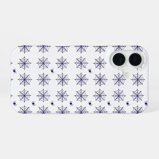 Coque iPhone 16 Halloween Spider Web and Spider Pattern (Verso Horizontal)