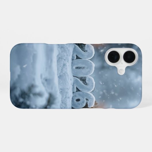 Coque iPhone 16 happy new year 2026 frosty calm (Verso Horizontal)