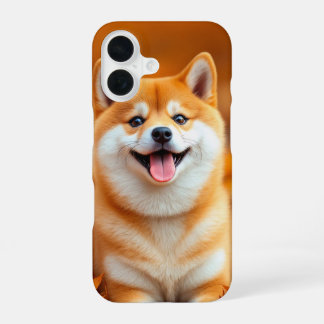 Coque iPhone 16 Happy Shiba Inu in Autumn Leaves Phone Case