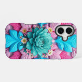 Coque iPhone 16 "Harmonie Fleur Bleue" (Verso Horizontal)