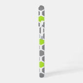 Coque iPhone 16 Hexagone gris vert citron moderne avec monogramme (Côté gauche)