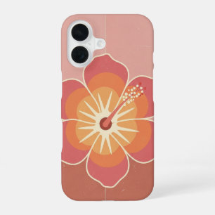 Coque iPhone 16 Hibiscus Minimaliste Vintage