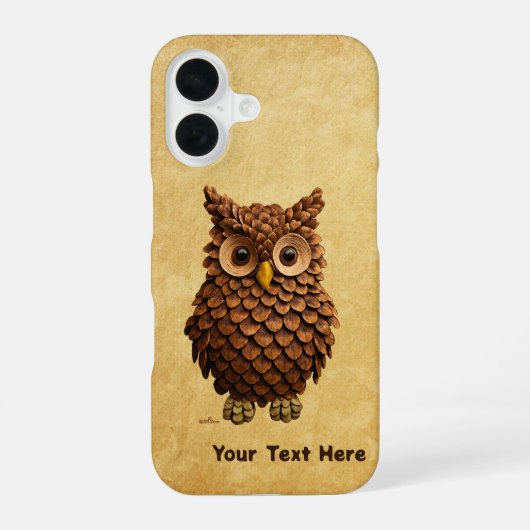 Coque iPhone 16 Hibou Cône de Pin (Verso)