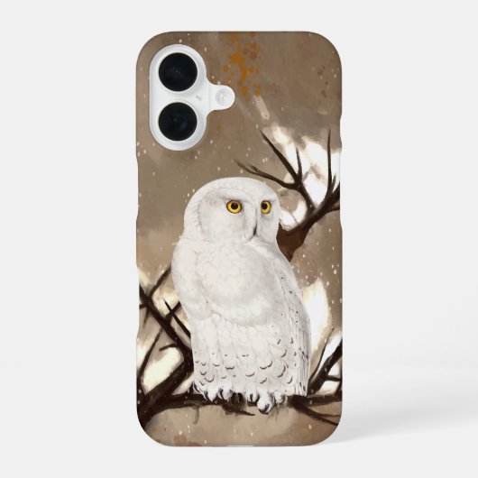 Coque iPhone 16 Hibou des neiges (Verso)