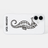 Coque iPhone 16 Hippocampe Noir (Verso Horizontal)