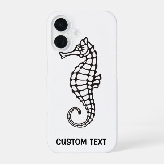 Coque iPhone 16 Hippocampe Noir (Verso)