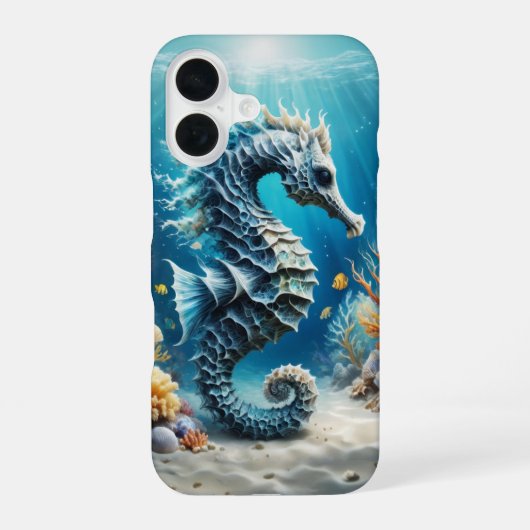 Coque iPhone 16 Hippocampe sous l'eau (Verso)