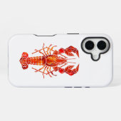 Coque iPhone 16 Homard polygonal rouge (Verso Horizontal)