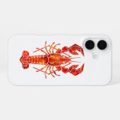 Coque iPhone 16 Homard polygonal rouge (Verso Horizontal)