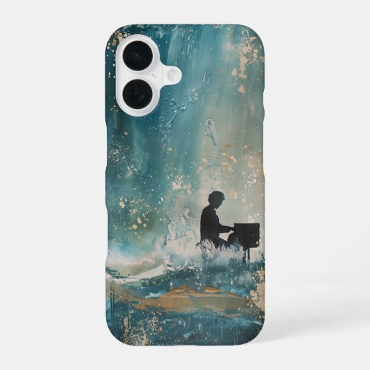 Coque iPhone 16 Homme au piano (Verso)