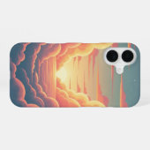 Coque iPhone 16 Horizon nuageux rétro (Verso Horizontal)