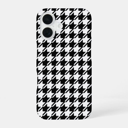 Coque iPhone 16 Houndstooth BW Rpt Motif (Verso)