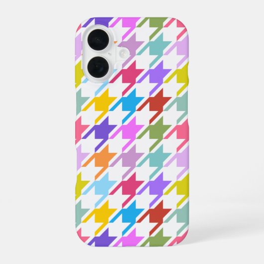 Coque iPhone 16 Houndstooth Multicolor+White Big Motif (Verso)
