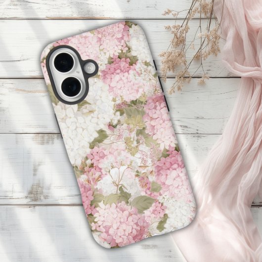 Coque iPhone 16 Hydrangea Rose Élégant Aquarelle 