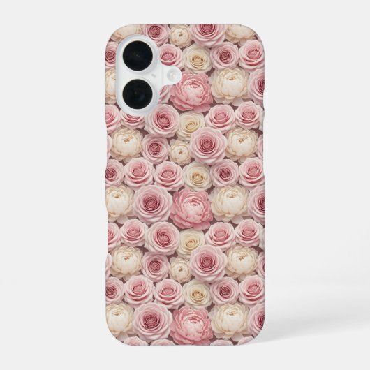 Coque iPhone 16 Hyper-Realistic 3D Pastel Rose & Peony (Verso)